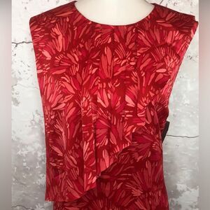 Banana Republic Red Floral Print Sleeveless Dress Career‎ Casual